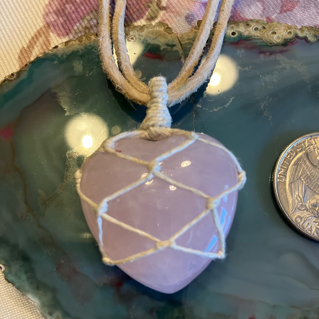 Boho Heart Pendant Necklace With Pink Stone 15$